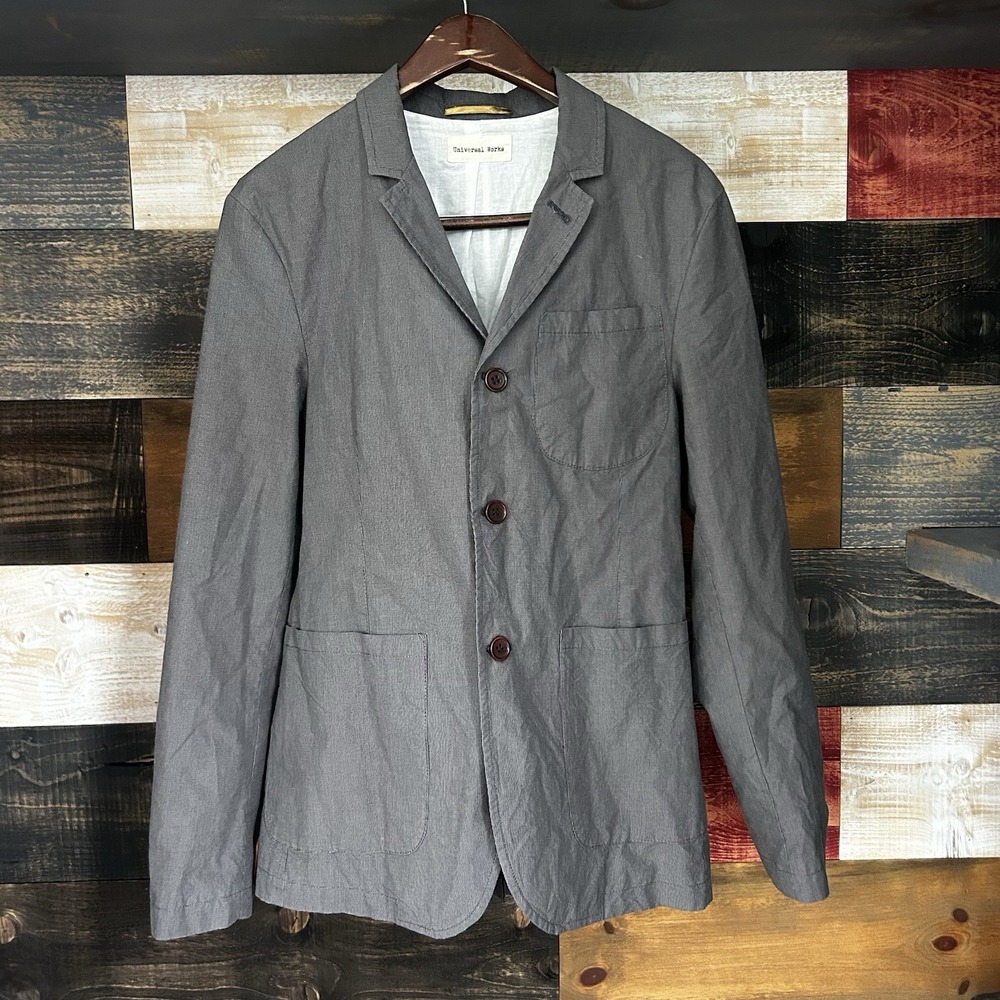 Universal Works Sport Coat Work Jacket Blazer Cotton Twill Small Mens Beige Grey